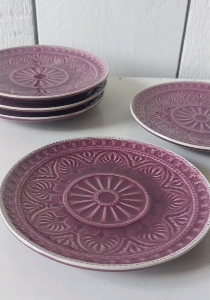 5 bordeaux kleurige gebaksbordjes 15cm schoteltjes paars, Ophalen of Verzenden, Nieuw