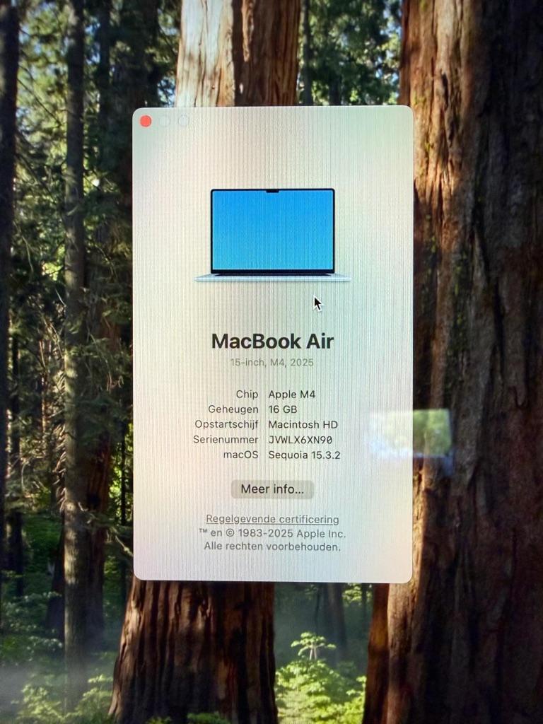 Macbook Air 15-inch, M4, 2025, Sky Blue, 16GB, 256GB SSD, Ophalen, 256 GB, Zo goed als nieuw, MacBook Air