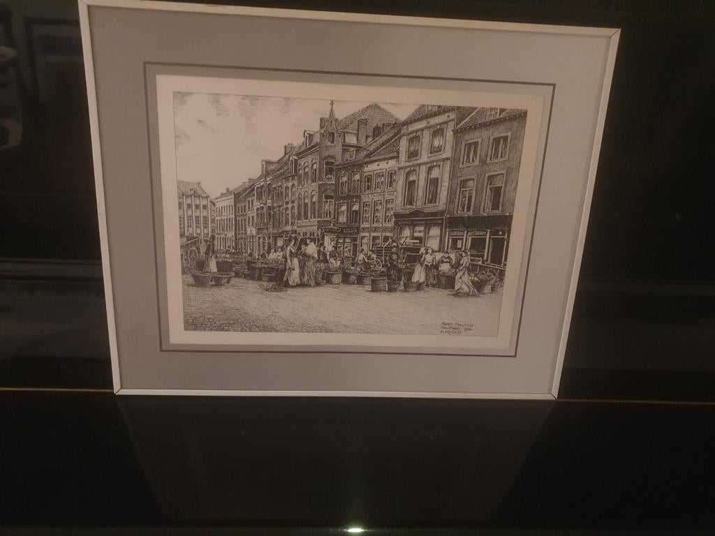 Unieke Orig tekening Maastricht markt 1900 E. Kostons, Ophalen