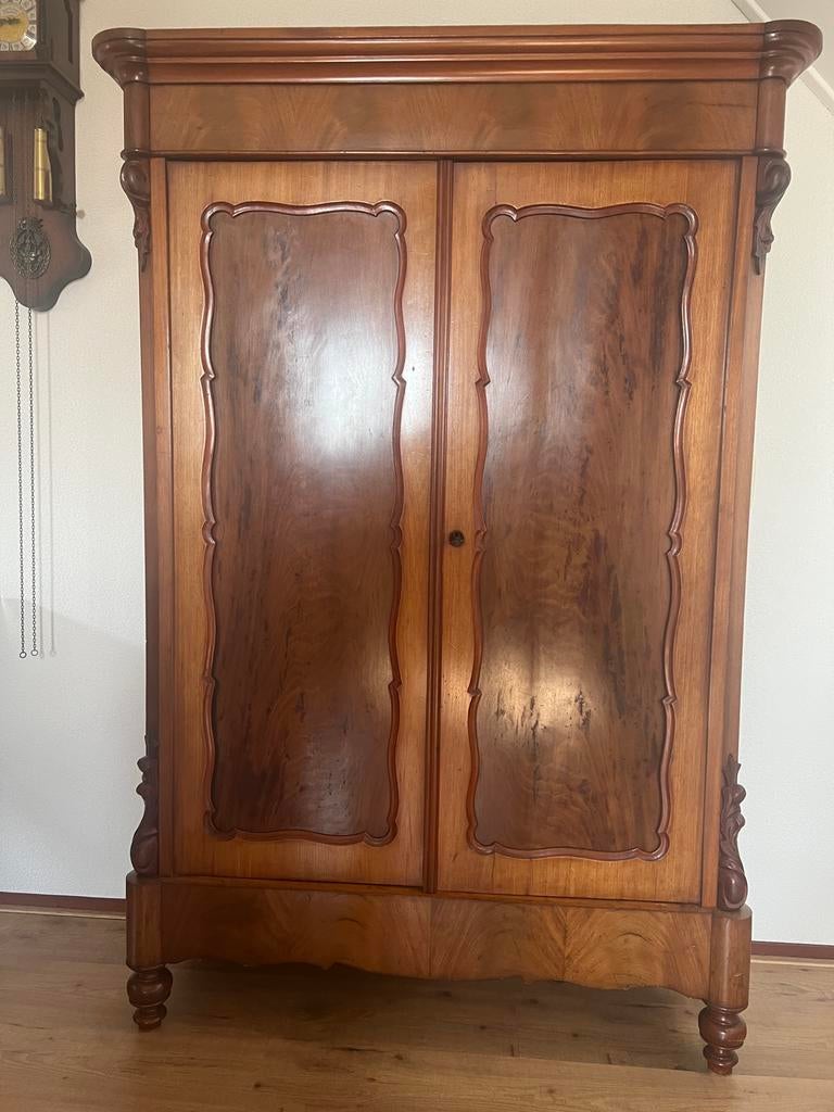 Antieke Biedermeier Kast - Notenhout, Antiek en Kunst, Ophalen