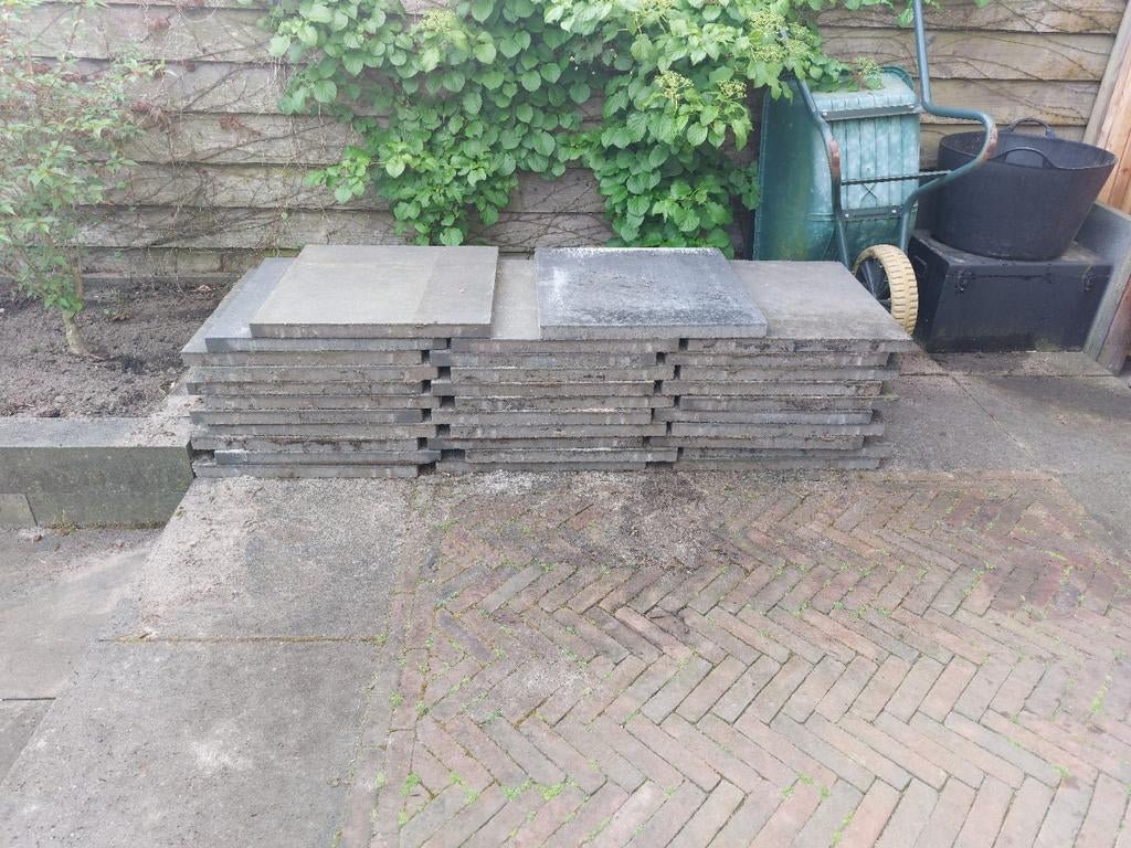 Terrastegels 60x60 cm, 4 cm dik, Ophalen of Verzenden, Gebruikt, Beton, Terrastegels