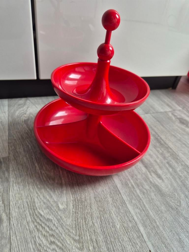 Emsa vintage etagere jaren 70 rood snacktoren, Ophalen of Verzenden