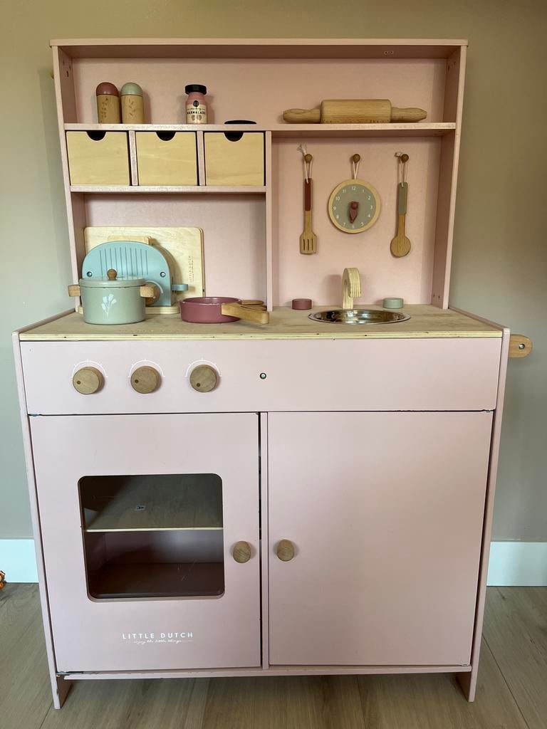 Little Dutch Houten Speelkeuken Roze met Accessoires, Ophalen, Gebruikt, Hout, Speelkeuken