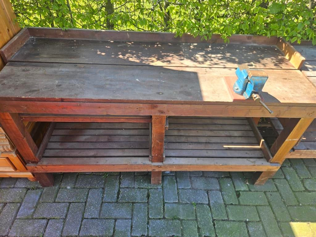 Werkbank met bankschroef, Doe-het-zelf en Verbouw, Werkbanken, Gebruikt, Bankschroef, Werktafel, Ophalen