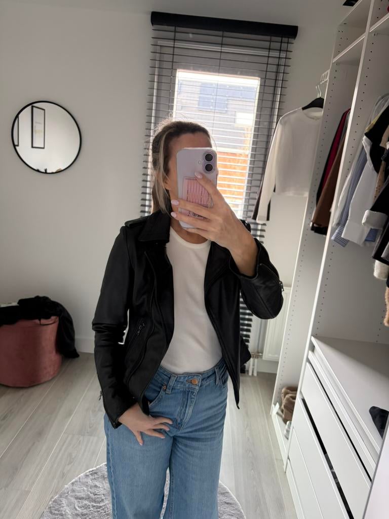 Ibana leren jasje maat 34, Ophalen of Verzenden, Zo goed als nieuw, Maat 34 (XS) of kleiner, Zwart