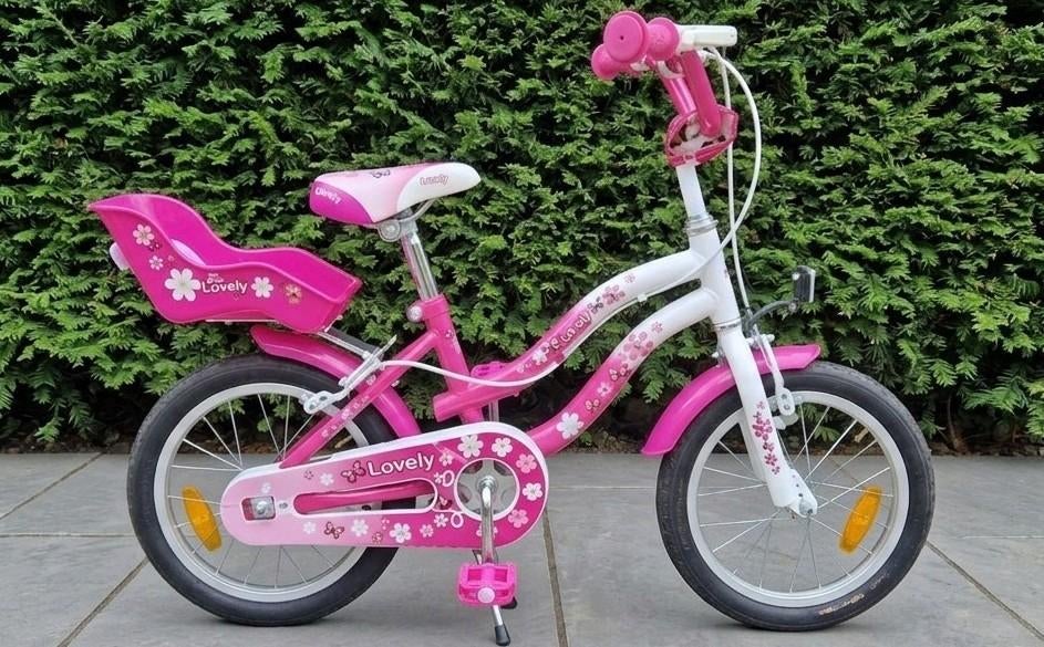 Roze kinderfiets Lovely 16 inch met zijwieltjes, Fietsen en Brommers, Fietsen | Kinderfietsjes, Ophalen