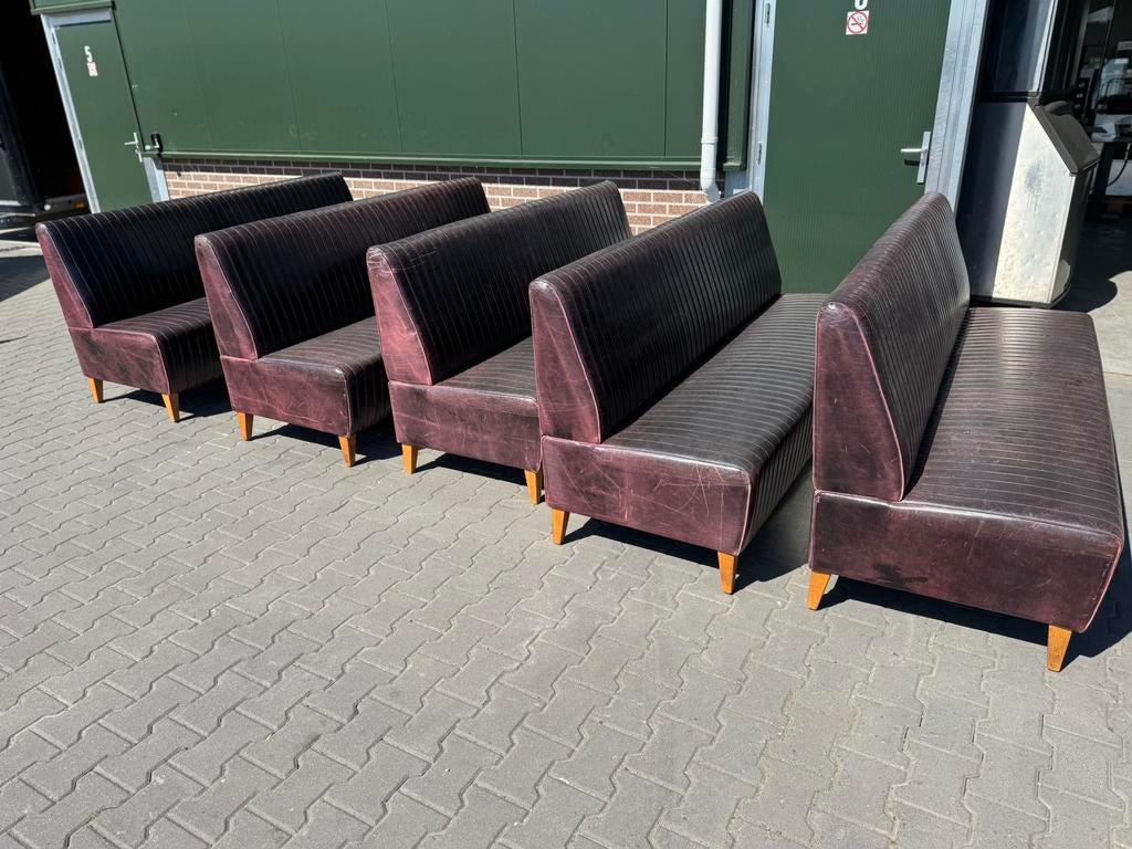 Te koop: Horeca banken – donkerbruin/rood leer, Ophalen of Verzenden