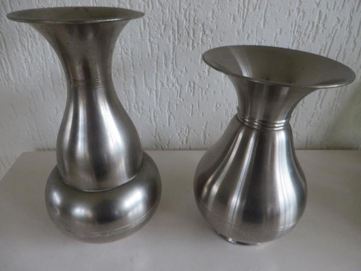 Tinnen vaas DOVO Tiel 2 stuks jaren 50, Antiek en Kunst, Antiek | Vazen, Ophalen of Verzenden