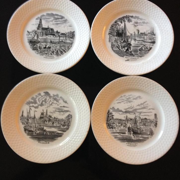 Petrus Regout & Co | Maastricht | 4 borden Nederland | 1850, Antiek en Kunst, Antiek | Keramiek en Aardewerk, Ophalen of Verzenden