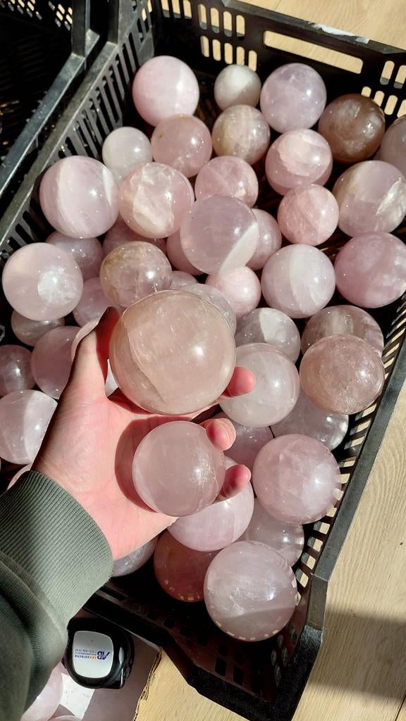 Grote Rozenkwarts edelsteen bollen, Ophalen of Verzenden