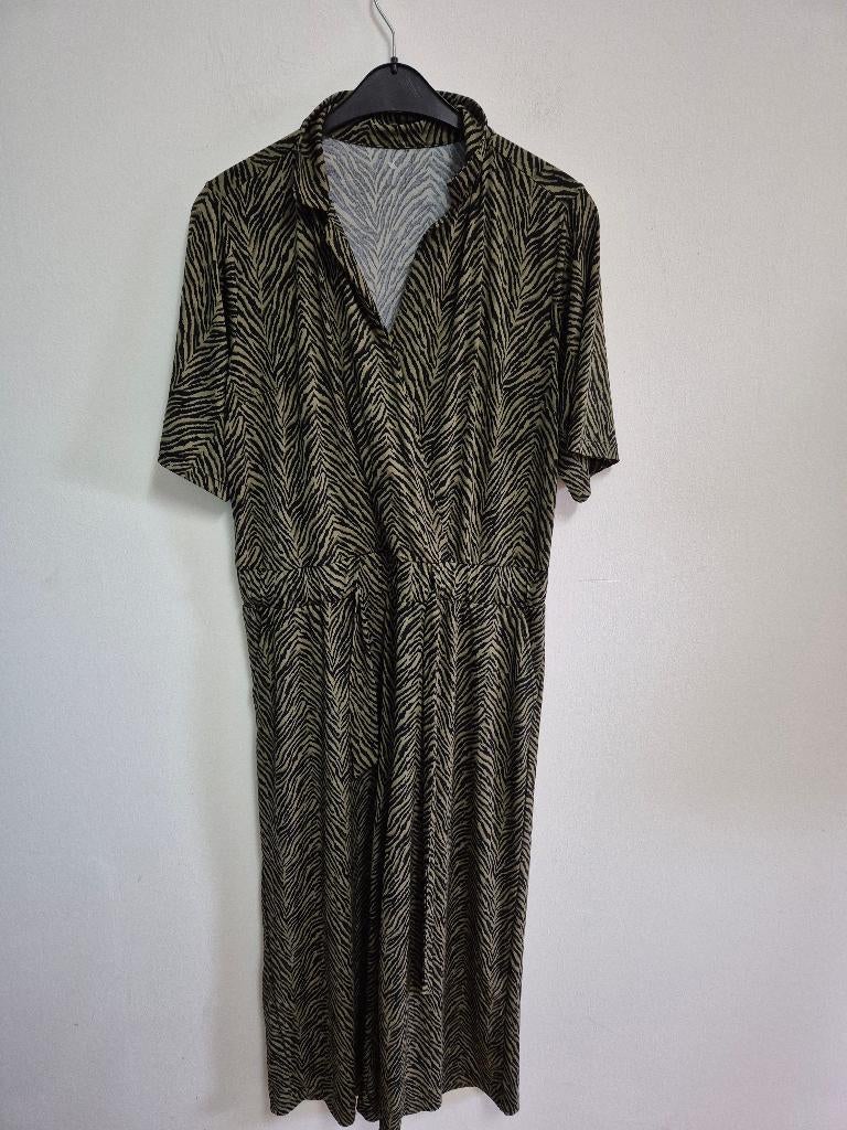 Jump6 - Groen-zwarte jumpsuit met wijde pijpen maat XL (1), Kleding | Dames, Jumpsuits, Ophalen of Verzenden, Zo goed als nieuw