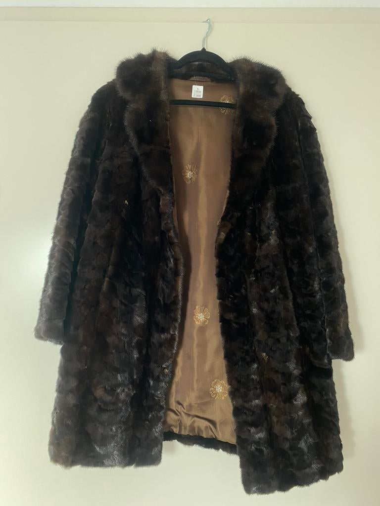 Vintage bontjas erts, Ophalen of Verzenden, Zo goed als nieuw, Maat 38/40 (M), Bruin