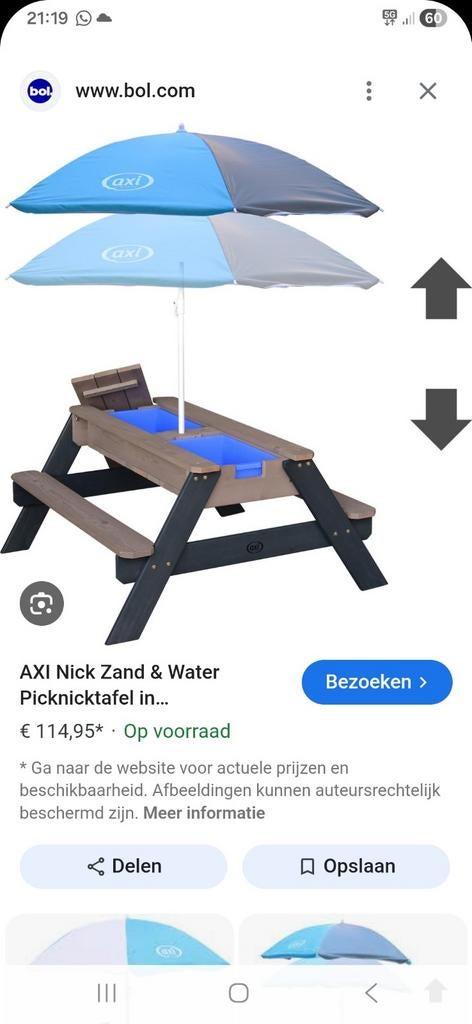 AXI Nick Zand & Water Picknicktafel met Parasol, Kinderen en Baby's, Ophalen of Verzenden, Nieuw