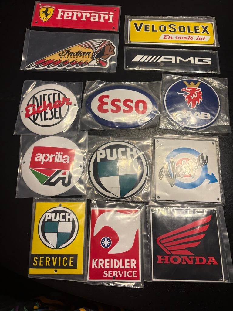 Verzameling kleine emaille bordjes - diverse merken, Antiek en Kunst, Ophalen of Verzenden