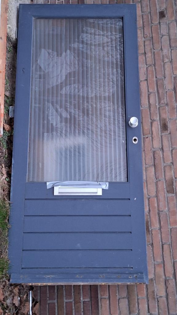 Buitendeur  voordeur, Ophalen, Gebruikt, 200 tot 215 cm, Glas