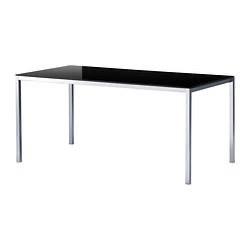 Ikea Torsby tafel met zwart glazen blad, Ophalen, Zo goed als nieuw, Glas, 150 tot 200 cm