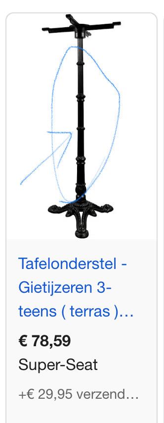 Gietijzeren voor onderstel tafel poot tafelpoot tuin terras, Huis en Inrichting, Tafelonderdelen, Ophalen, Tafelpoot, Minder dan 50 cm