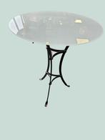 Glazen salontafel met metalen onderstel, Ophalen, Gebruikt, 50 tot 100 cm, 50 tot 75 cm