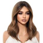 Pruik halflang haar in laagjes met pony lichtbruinmix, Sieraden, Tassen en Uiterlijk, Uiterlijk | Haarverzorging, Verzenden, Nieuw