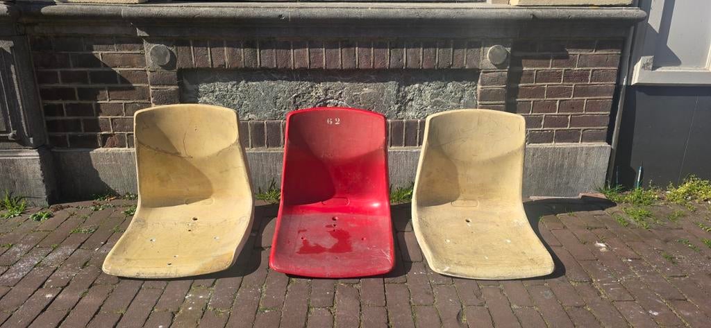 Originele Ajax stadionstoelen (De Meer) 3 stuks vintage, Ophalen, Gebruikt, Ajax