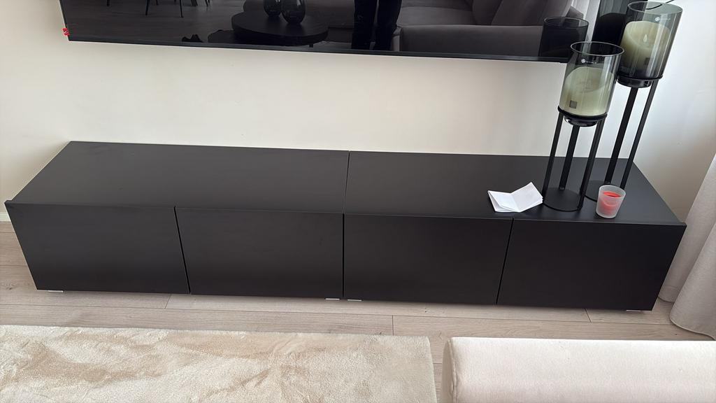 Tv meubel zwart, Huis en Inrichting, Kasten | Televisiemeubels, Ophalen, Zo goed als nieuw, 25 tot 50 cm, 200 cm of meer