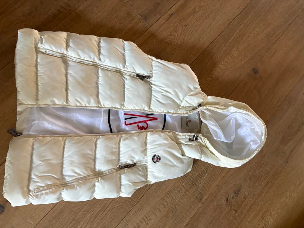 Moncler bodywarmer creme wit, Ophalen of Verzenden, Gedragen, Maat 36 (S), Wit