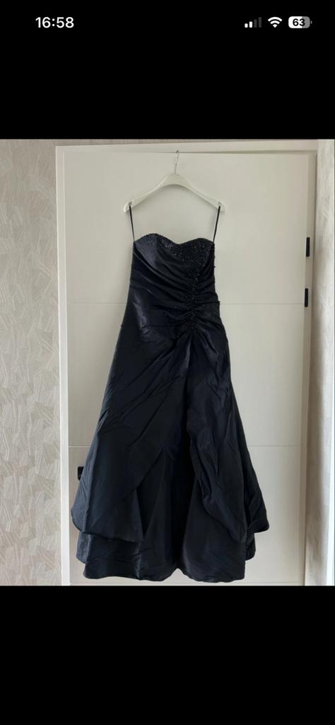 Zwarte strapless galajurk inclusief stola, Galajurk, Zwart, Ophalen of Verzenden, Maat 36 (S)