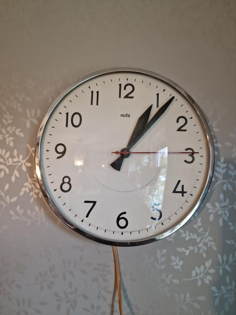 Vintage elektrische klok NUFA, Antiek en Kunst, Antiek | Klokken, Ophalen of Verzenden