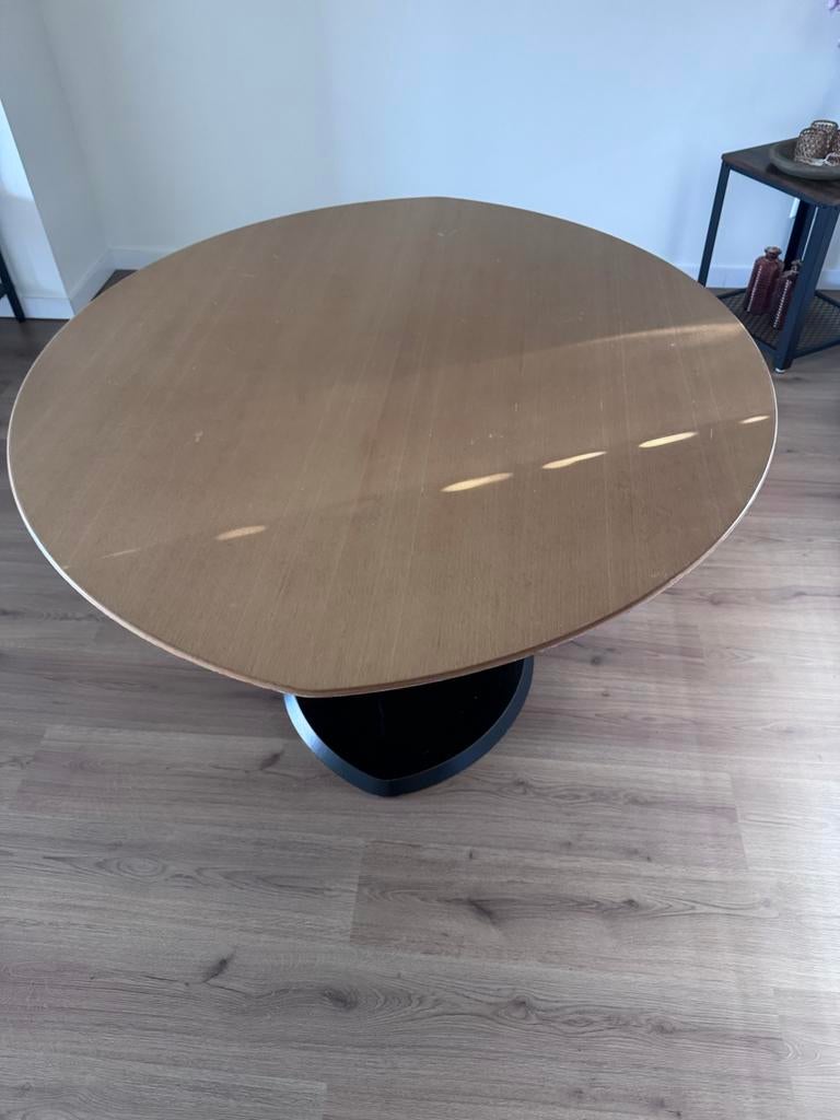 Ronde eettafel met donkere voet, Ophalen, Gebruikt, 100 tot 150 cm, Rond