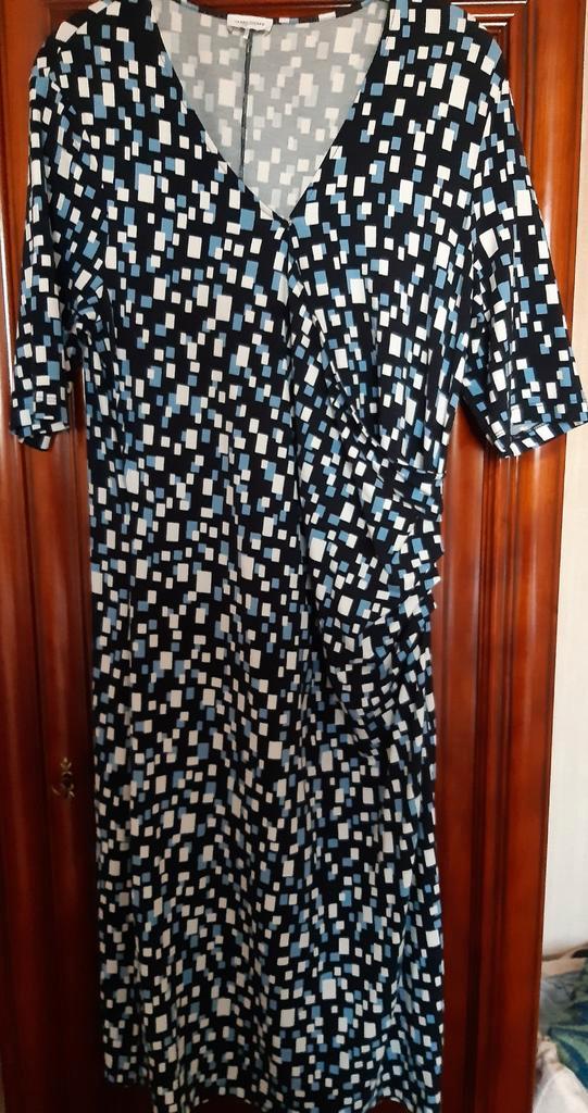 Gerry Weber jurk z.g.a.n. - Viscose/elastaan - Maat M/L, Kleding | Dames, Jurken, Zo goed als nieuw, Maat 42/44 (L), Blauw, Onder de knie