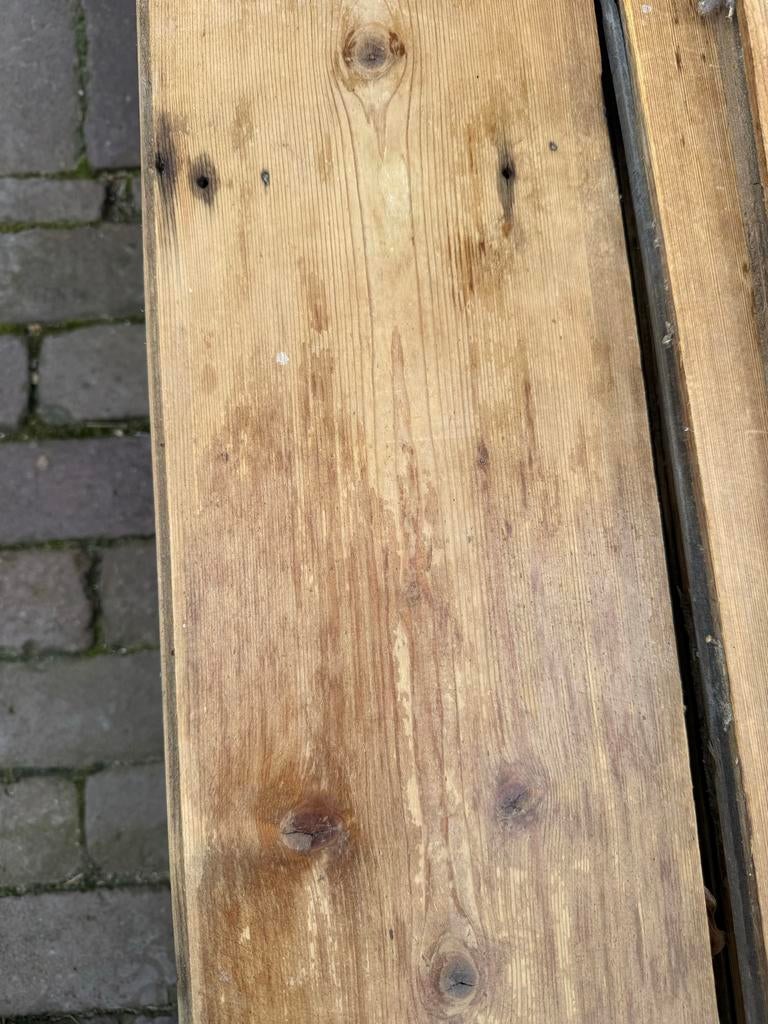 Oude houten vloerdelen, 20m2, 2x16cm, Ophalen, Gebruikt, Vloerdelen of -planken, 10 m² of meer