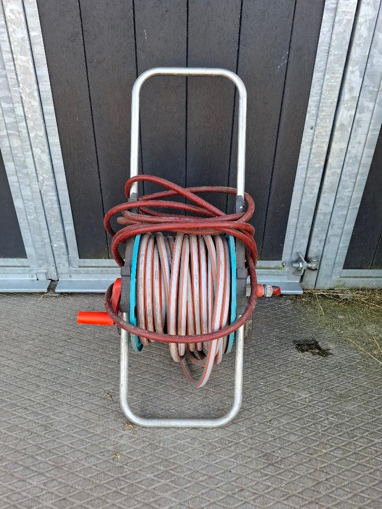 Gardena tuinslang op haspel, Tuin en Terras, Tuinslangen, Ophalen, Gebruikt, Tuinslang