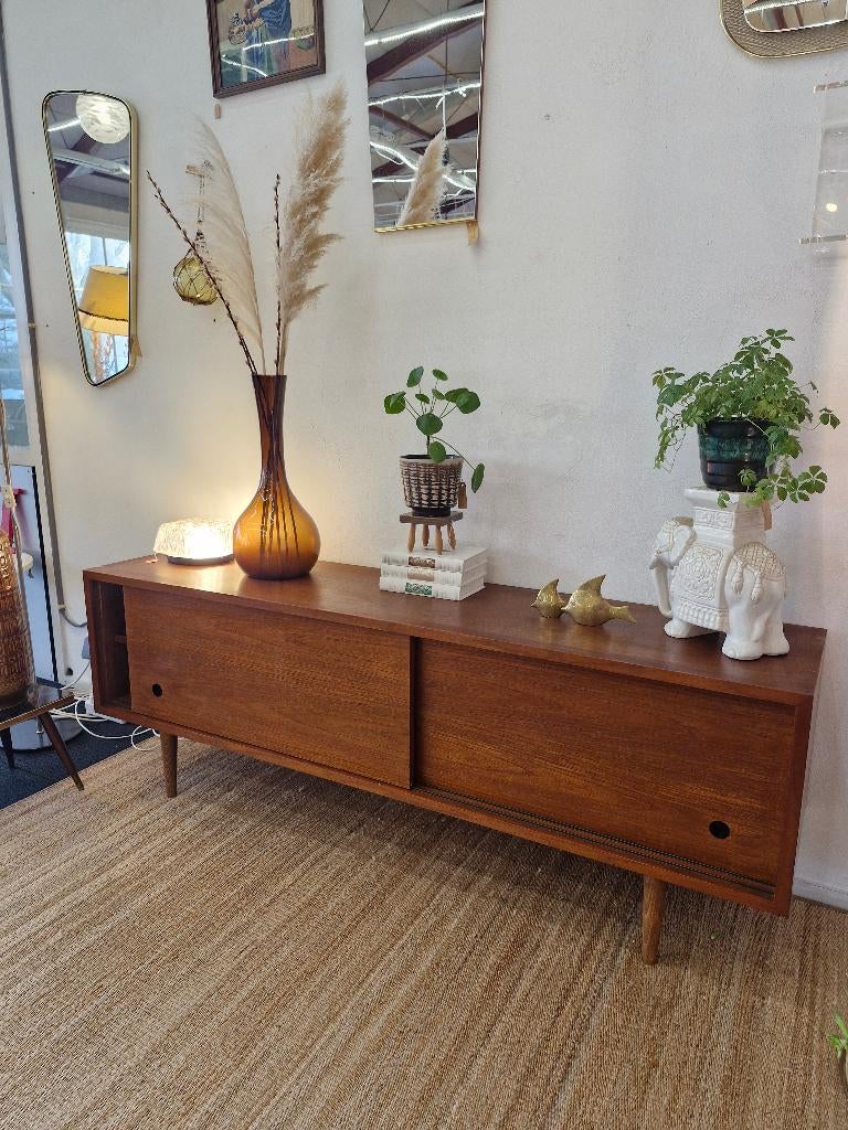 Vintage lowboard / dressoir teak 70s ronde greep, Ophalen, ., Vintage, .