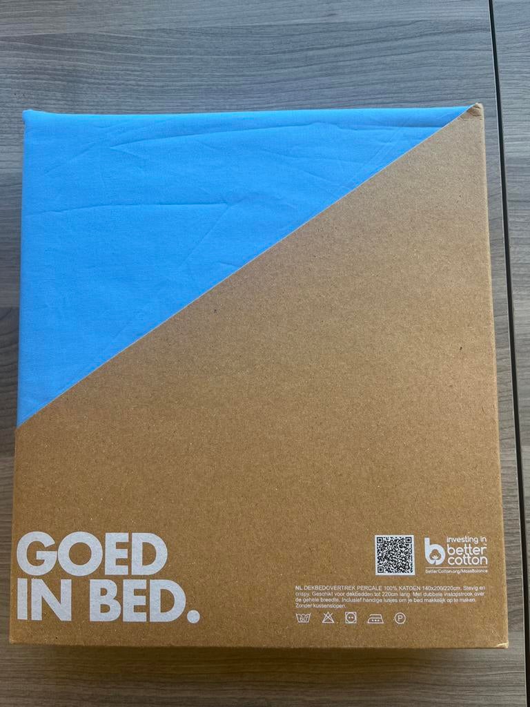 Hema ❤️ Linda Dekbedovertrek Blauw 140x200/220cm, Eenpersoons, Blauw, Dekbedovertrek, Nieuw