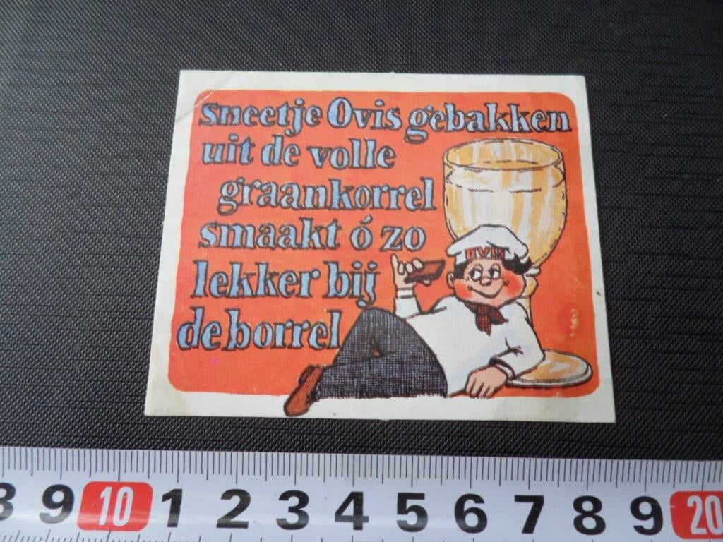 sticker ovis roggebrood strip lekker bij de borrel, Ophalen, Zo goed als nieuw