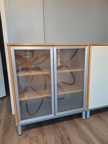 Effektiv Ikea kantoorkast, glazen deurtjes, Berken - afbeelding 3