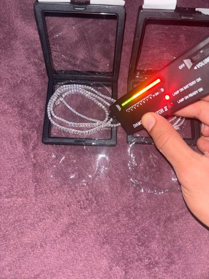 Moissanite Tennis Chain 925 Silver – Iced Out – VVS1, Sieraden, Tassen en Uiterlijk, Kettingen, Nieuw, Zilver, Ophalen of Verzenden