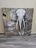 Handgeschilderd olieverfschilderij - Olifant, Ophalen, Zo goed als nieuw, Schilderij, 75 tot 100 cm