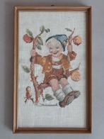 Vintage schilderij borduurwerk Hummel jongetje in appelboom, Ophalen of Verzenden, Overige typen