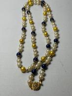 Lange ketting met imitatieparels, goudkleurig slotje, Ophalen, Overige materialen, Ketting, Verguld