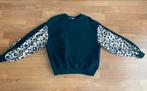 Zwarte trui met luipaardprint mouwen, Verzenden, Zo goed als nieuw, Maat 34 (XS) of kleiner, Zwart