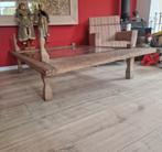 Antiek Indonesisch Weefgetouw Salontafel, Antiek, Gebruikt, 100 tot 150 cm, Glas