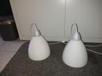 2 witte hanglampen, Ophalen, Glas
