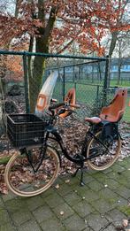 Moederfiets met kinderzitjes, Fietsen en Brommers, Fietsen | Dames | Moederfietsen, 2 zitjes, Dubbele standaard, Zo goed als nieuw
