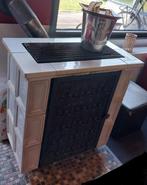 antieke tegelkachel met decoratieve gietijzeren deur, stoves, Antiek en Kunst, Ophalen