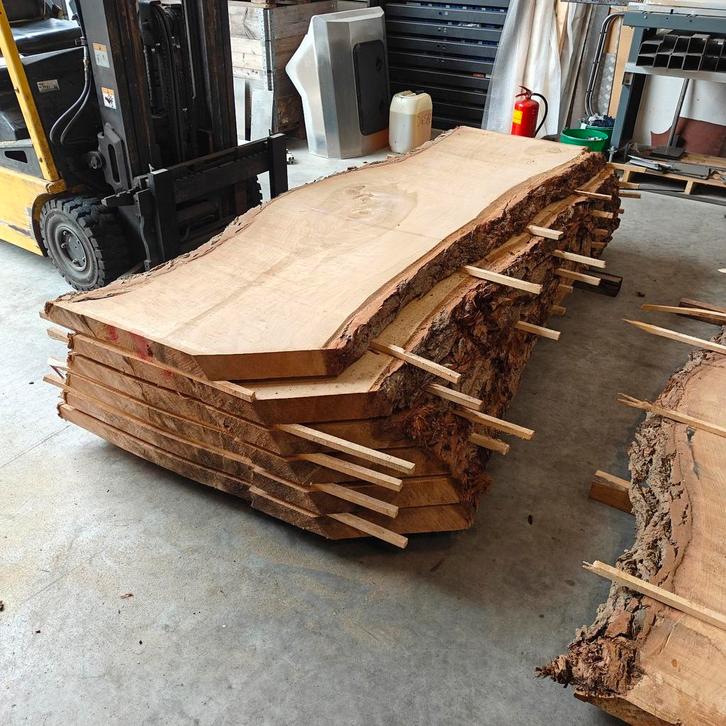 Boomstam tafel blad. Gedroogde populieren boomstam bladen., Huis en Inrichting, Tafels | Eettafels, Zo goed als nieuw, 50 tot 100 cm