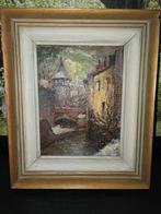 Olieverf Schilderij - Dorpsgezicht met Toren, Ophalen of Verzenden