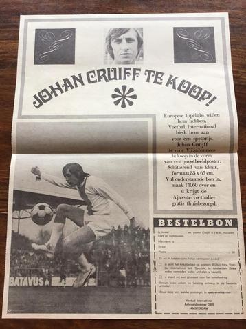 Voetbal reklame “ Johan Cruijff te koop “ mei 1971 Ajax beschikbaar voor biedingen