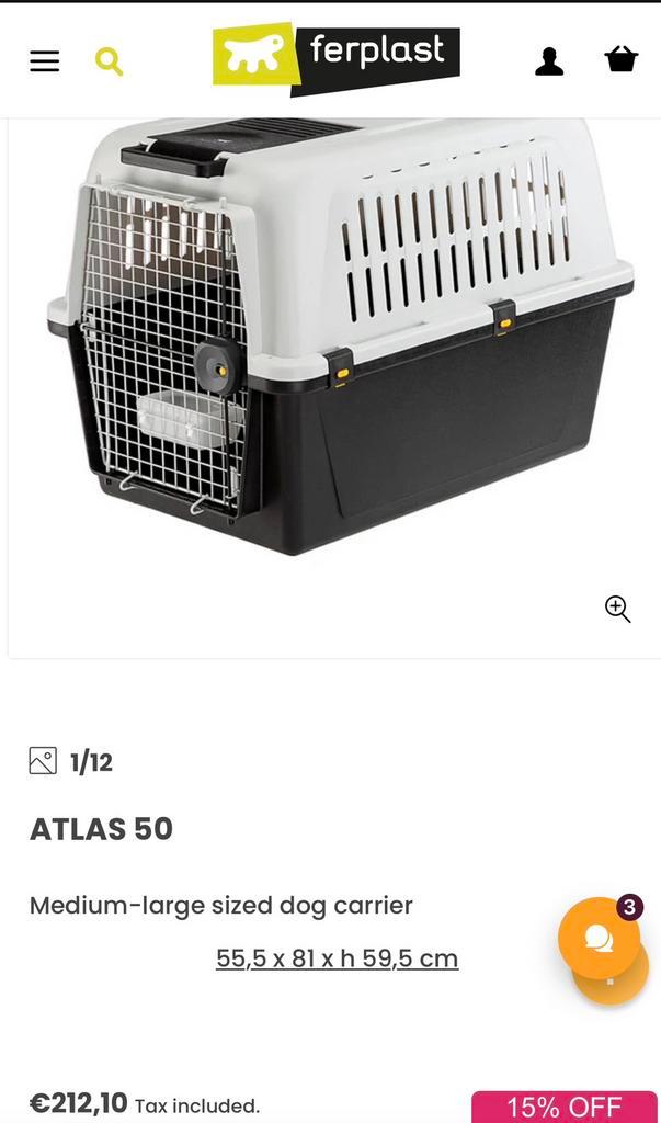 Ferplast Atlas 50 (praktisch nieuw), Dieren en Toebehoren, Transportboxen, Zo goed als nieuw, Ophalen of Verzenden