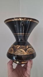 Hyaliet vaas Belgisch glas designvaas, Gebruikt, Zwart, Ophalen of Verzenden, Glas